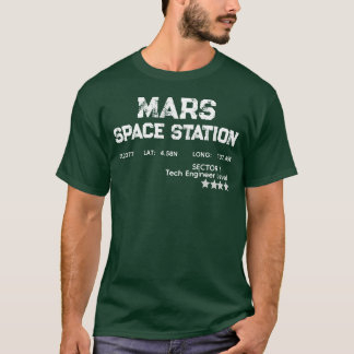 火星宇宙ステーションレトロロゴTシャツ Tシャツ