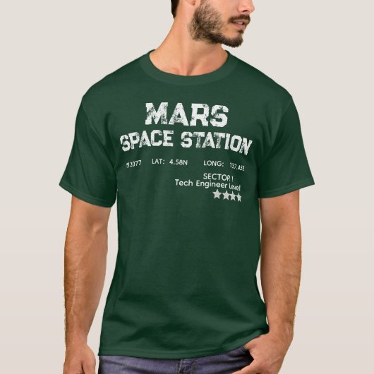 火星宇宙ステーションレトロロゴTシャツ Tシャツ (正面)