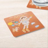 火星宇宙飛行士ボーイズテーマ誕生日パーティー スクエアペーパーコースター (アングル)