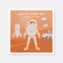 火星宇宙飛行士ボーイズテーマ誕生日パーティー スタンダードカクテルナプキン