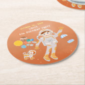 火星宇宙飛行士ボーイズテーマ誕生日パーティー ラウンドペーパーコースター (アングル)