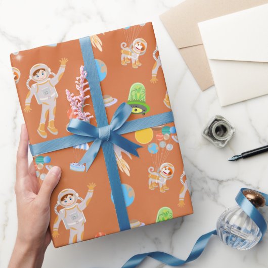 火星宇宙飛行士ボーイズテーマ誕生日パーティー ラッピングペーパー (ギフト)