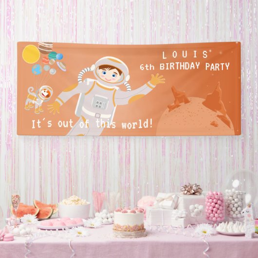 火星宇宙飛行士ボーイズテーマ誕生日パーティー 横断幕 (パーティー)