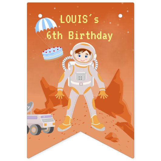 火星宇宙飛行士少年テーマの誕生日パーティー バンティングフラッグ (第7の旗)