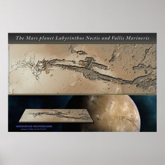 火星惑星Valles Marineris陰影レリーフ、 浮き彫り ポスター