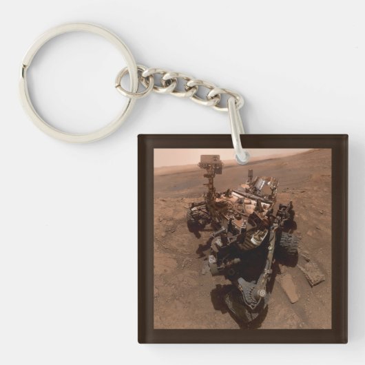 火星探査車キュリオシティの火星の風景の自撮り キーホルダー (正面)