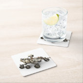 火星白い背景に忍耐ローバー。 スクエアペーパーコースター (インサイチュ)