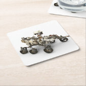 火星白い背景に忍耐ローバー。 スクエアペーパーコースター (アングル)