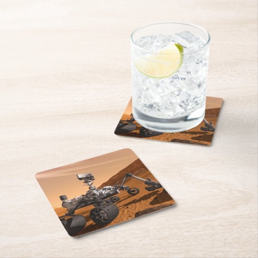 火星科学研究所好奇心ローバー。 スクエアペーパーコースター (インサイチュ)