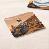 火星科学研究所好奇心ローバー。 スクエアペーパーコースター (アングル)