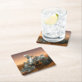 火星科学研究所好奇心ローバー。4 スクエアペーパーコースター (インサイチュ)