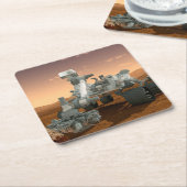 火星科学研究所好奇心ローバー。4 スクエアペーパーコースター (アングル)