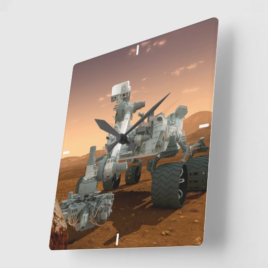 火星科学研究所好奇心ローバー。4 スクエア壁時計 (傾斜)