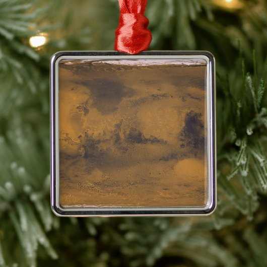 火星赤い惑星の衛星による世界地図 メタルオーナメント (ツリー)