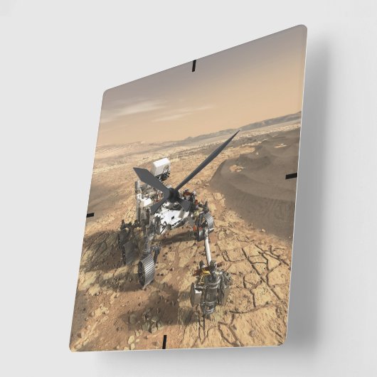 火星2020ローバー火星の表面。 スクエア壁時計 (傾斜)