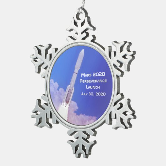 火星2020忍耐力の発表 スノーフレークピューターオーナメント (右)