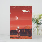火星 サイエンスフィクション ビンテージ 旅行ポスター 便箋 (スタンド正面)