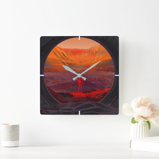 火星 スクエア壁時計 (ホーム)