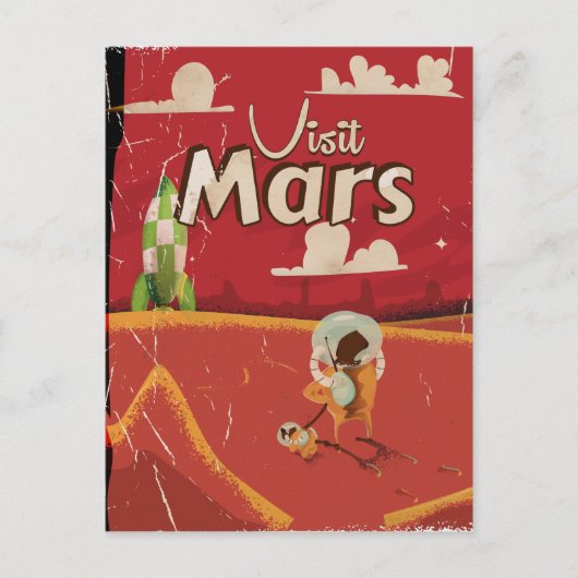 火星 ビンテージ 旅行ポスター ポストカード (正面)