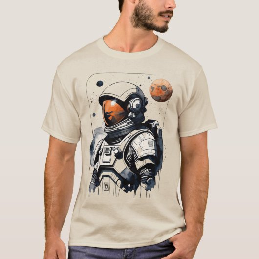 火星Tシャツ宇宙飛行士 Tシャツ (正面)