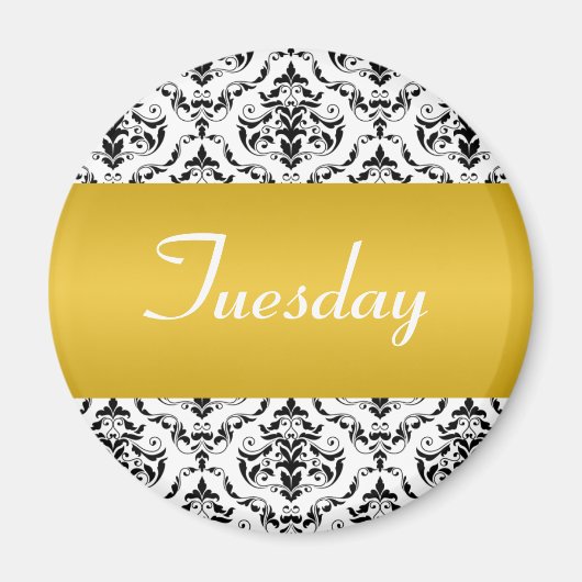 火曜黄色 – ダマスク磁石 マグネット (正面)