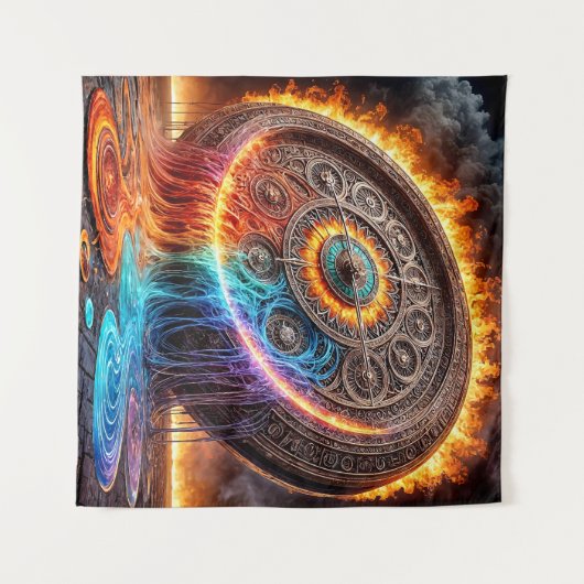 火気湯時計 タペストリー (正面(横))