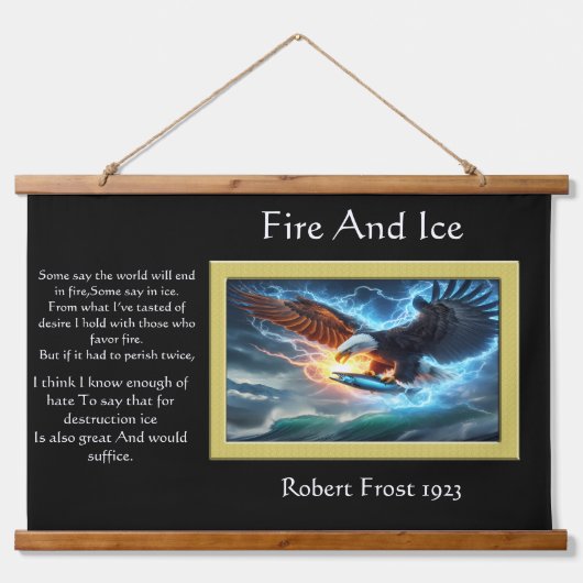 火氷鷲が威厳のある獲物を掴む 吊り下げ型タペストリー (正面)