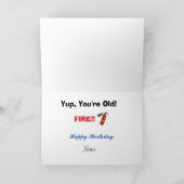 火災おもしろい危カスタマイズ険年齢誕生日カード カード (内部)