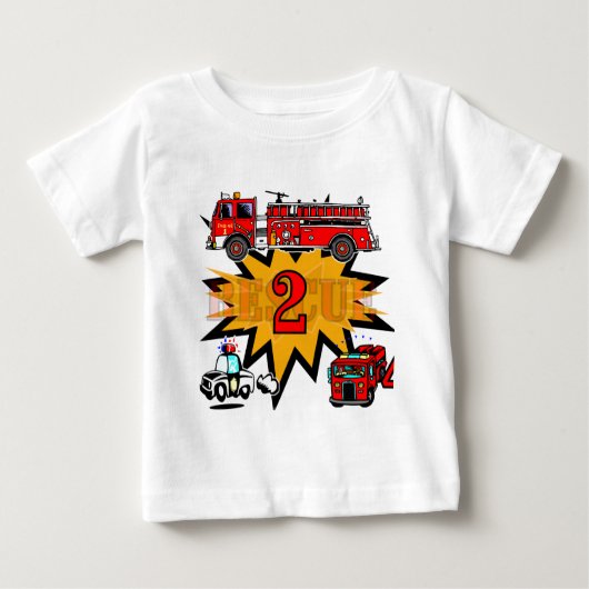 火災と救助2回目の誕生日Tシャツとギフト ベビーTシャツ (正面)