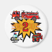 火災と救助2回目の誕生日Tシャツとギフト マグネット (正面)