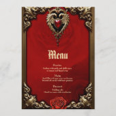 火災と金ゴールドのゴシックハート。 メニュー (正面)