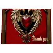 火災と金ゴールドのゴシックハート。 ラージペーパーバッグ (正面)