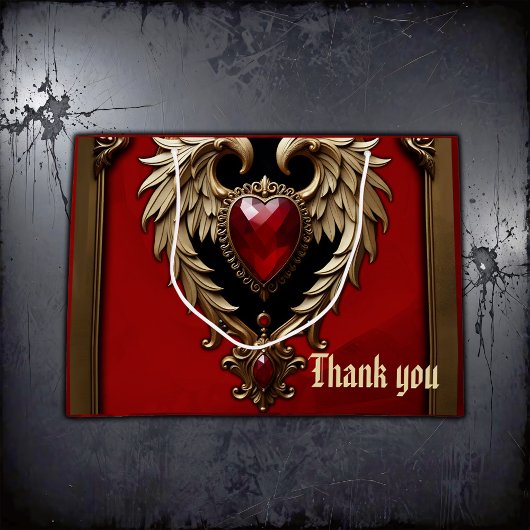 火災と金ゴールドのゴシックハート。 ラージペーパーバッグ