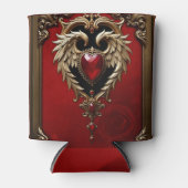 火災と金ゴールドのゴシックハート。 缶クーラー (正面)