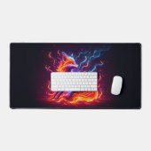 火災キツネ，目を引くネオン動物 デスクマット (キーボード&マウス)