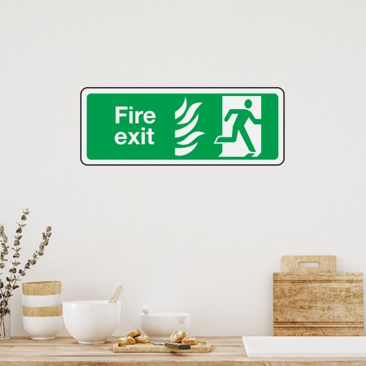 火災出口標識 ポスター (キッチン)