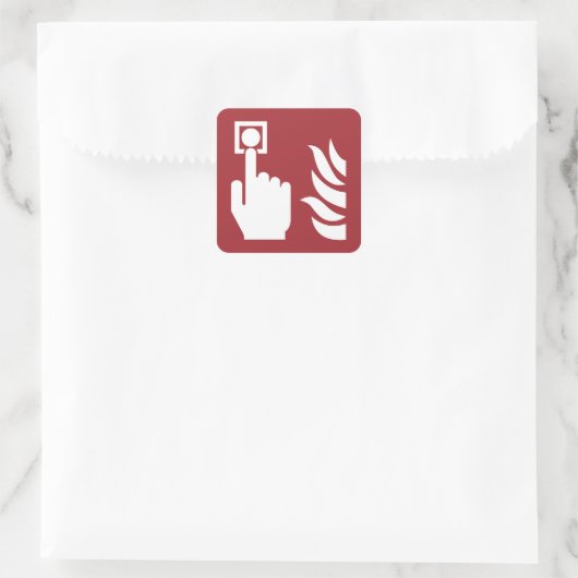 火災報知ボタンの安全標識 スクエアシール (バッグ)