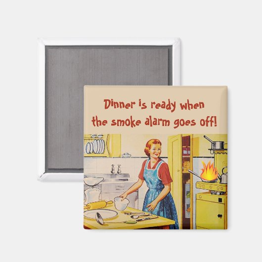 火災報知器が消えると夕食の用意ができている マグネット (正面/裏面)
