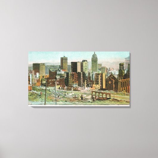 火災後の廃墟の事業部 キャンバスプリント (正面)