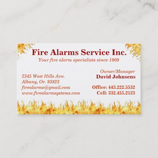 火災警報の機能修正の消火器カード 名刺 (正面)