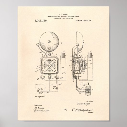 火災警報器1911特許芸術 – オールドピーパー ポスター (正面)