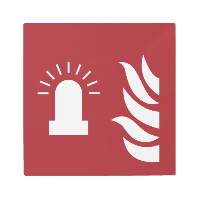 火災警報灯の点灯安全標識 メタルプリント (正面)