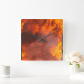 火災 スクエア壁時計 (ホーム)