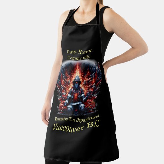 火炎とトラックの中で消防士を静める エプロン (インサイチュ)