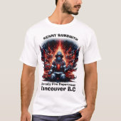 火炎とトラックの中で消防士を静める Tシャツ (正面)