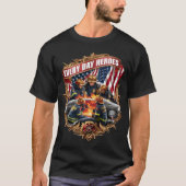 火炎と戦う消防士 Tシャツ (正面)