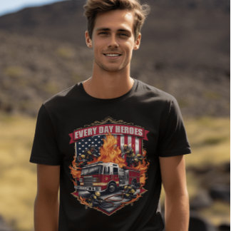 火炎と闘う消防士 Tシャツ