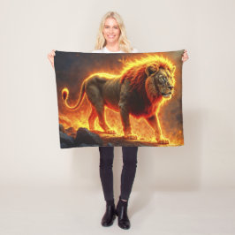 火炎のライオン火山の火災ファンタジー芸術 フリースブランケット