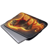 火炎のライオン火山の火災ファンタジー芸術 ラップトップスリーブ (正面下部)