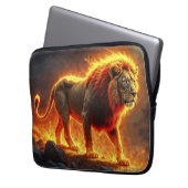 火炎のライオン火山の火災ファンタジー芸術 ラップトップスリーブ (正面左)